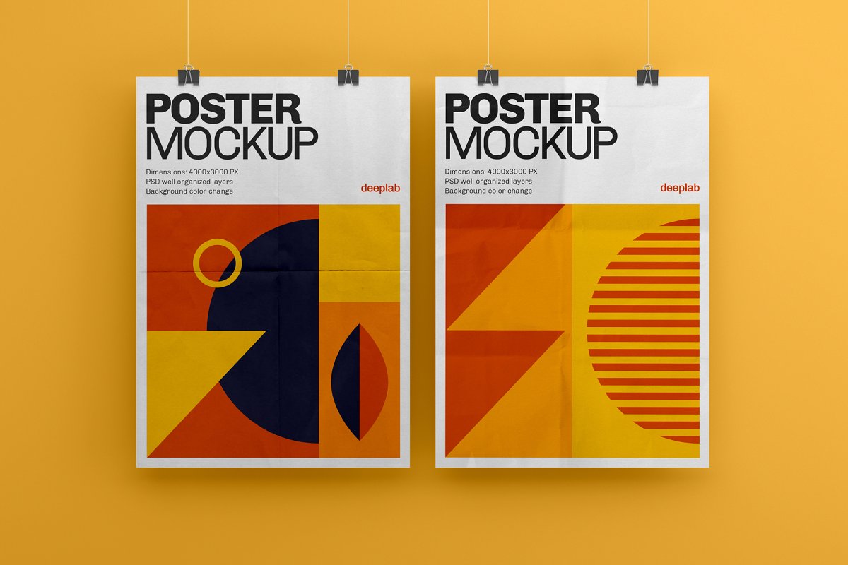 悬挂海报传单设计展示图样机模板合集 Vertical Poster Mockup Set_img_2