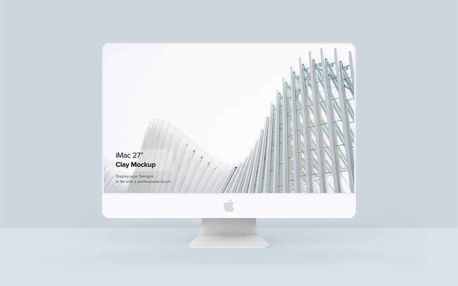 全新陶瓷iMac 5k 2019苹果一体机外观设计样机模板 Clay iMac Mockup 1.0_img_2