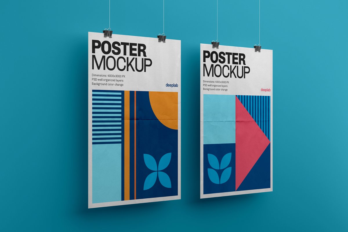 悬挂海报传单设计展示图样机模板合集 Vertical Poster Mockup Set_img_2