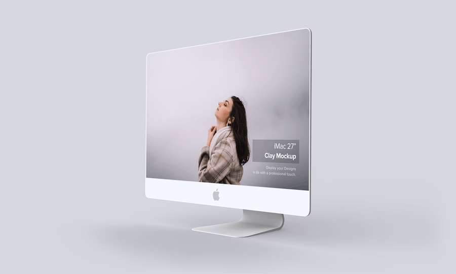 全新陶瓷iMac 5k 2019苹果一体机外观设计样机模板 Clay iMac Mockup 1.0_img_2