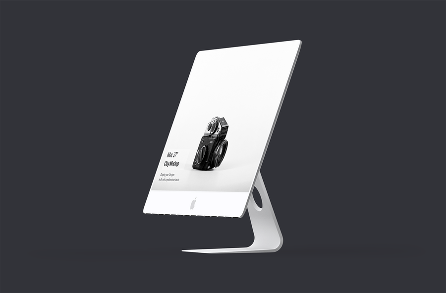 全新陶瓷iMac 5k 2019苹果一体机外观设计样机模板 Clay iMac Mockup 1.0_img_2