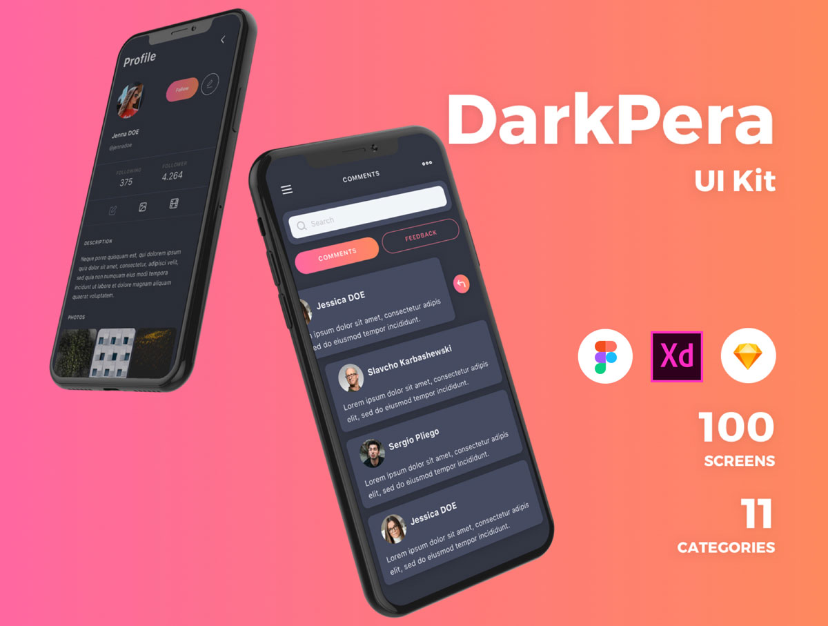 深灰色旅行摄影社交APP应用程序UI界面设计套件 DarkPera UI Kit_img_2