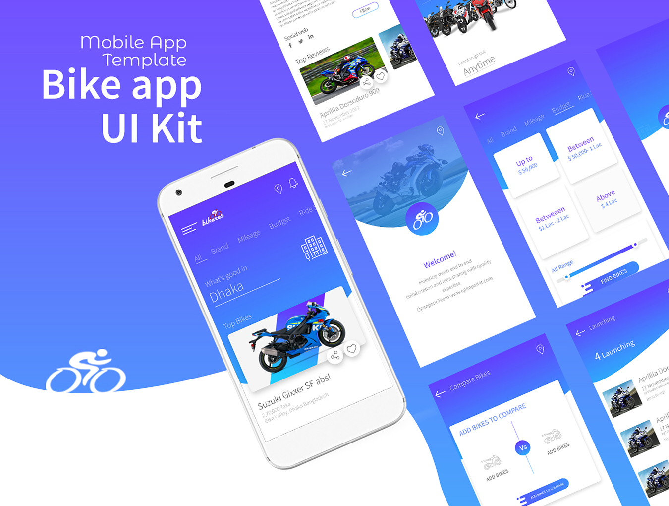 骑行Android App应用程序UI界面设计套件 Bikers App UI Kit_img_2