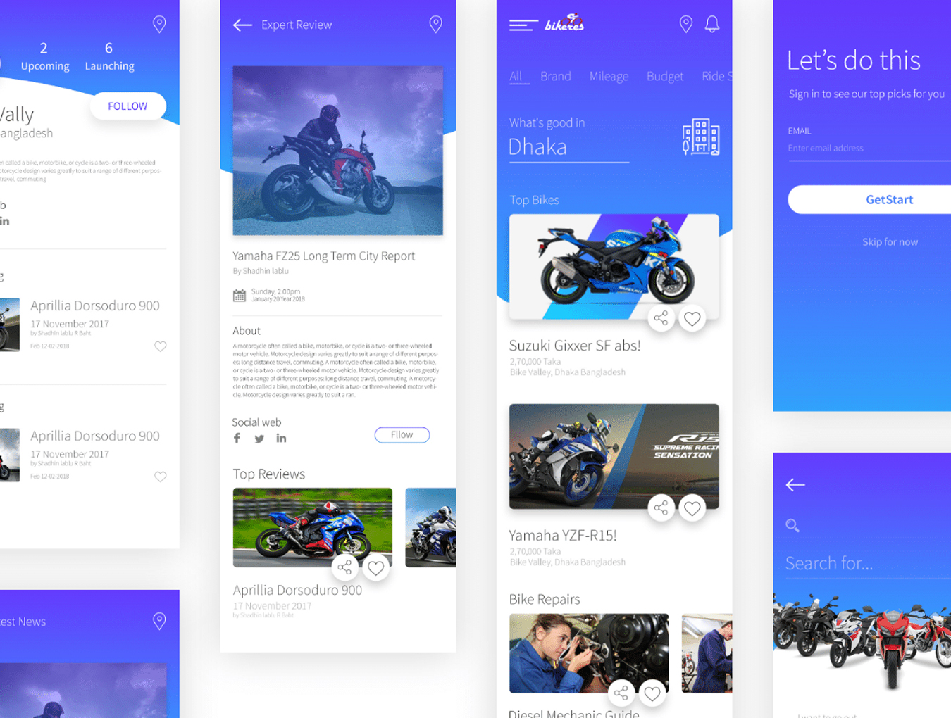 骑行Android App应用程序UI界面设计套件 Bikers App UI Kit_img_2