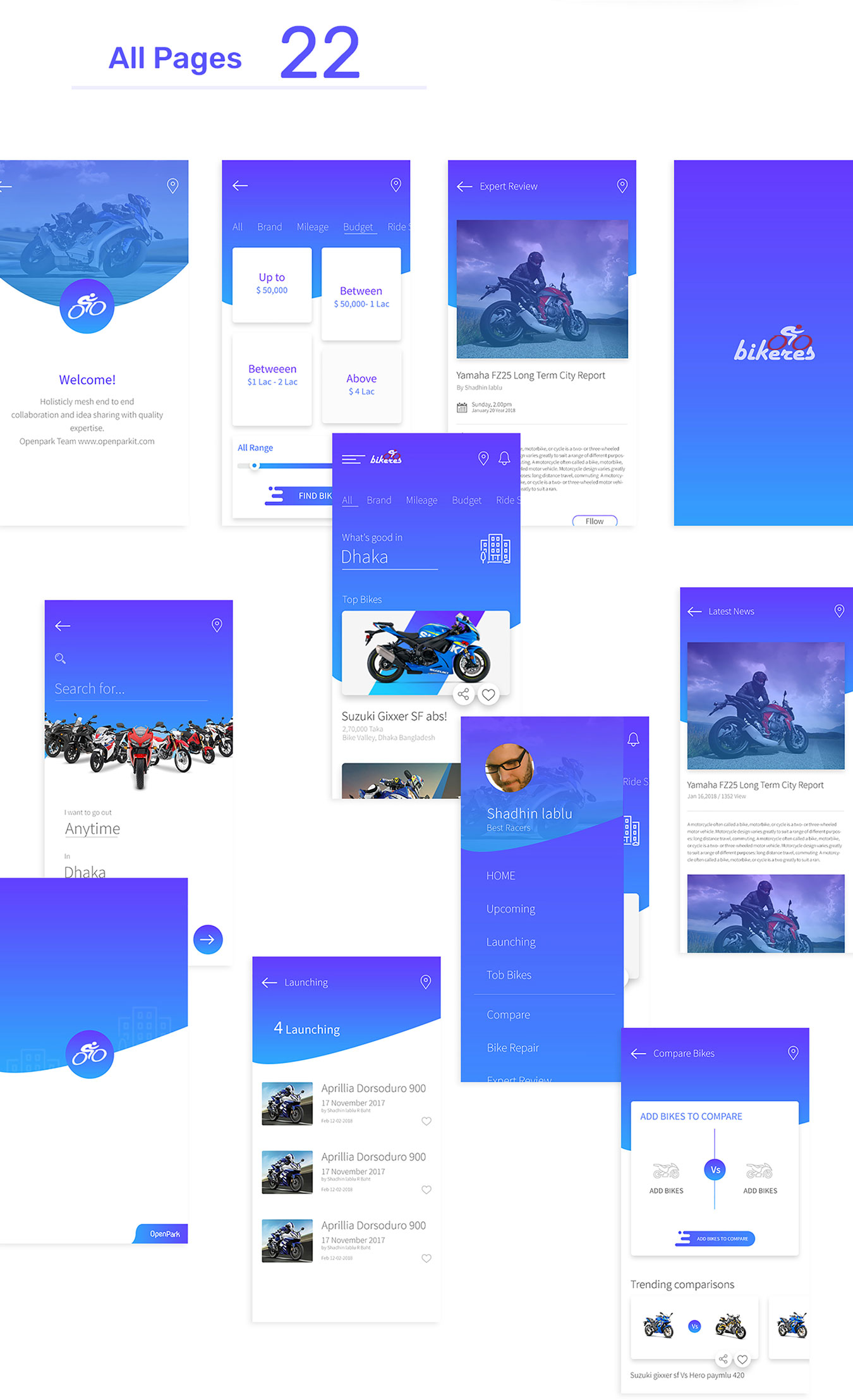 骑行Android App应用程序UI界面设计套件 Bikers App UI Kit_img_2