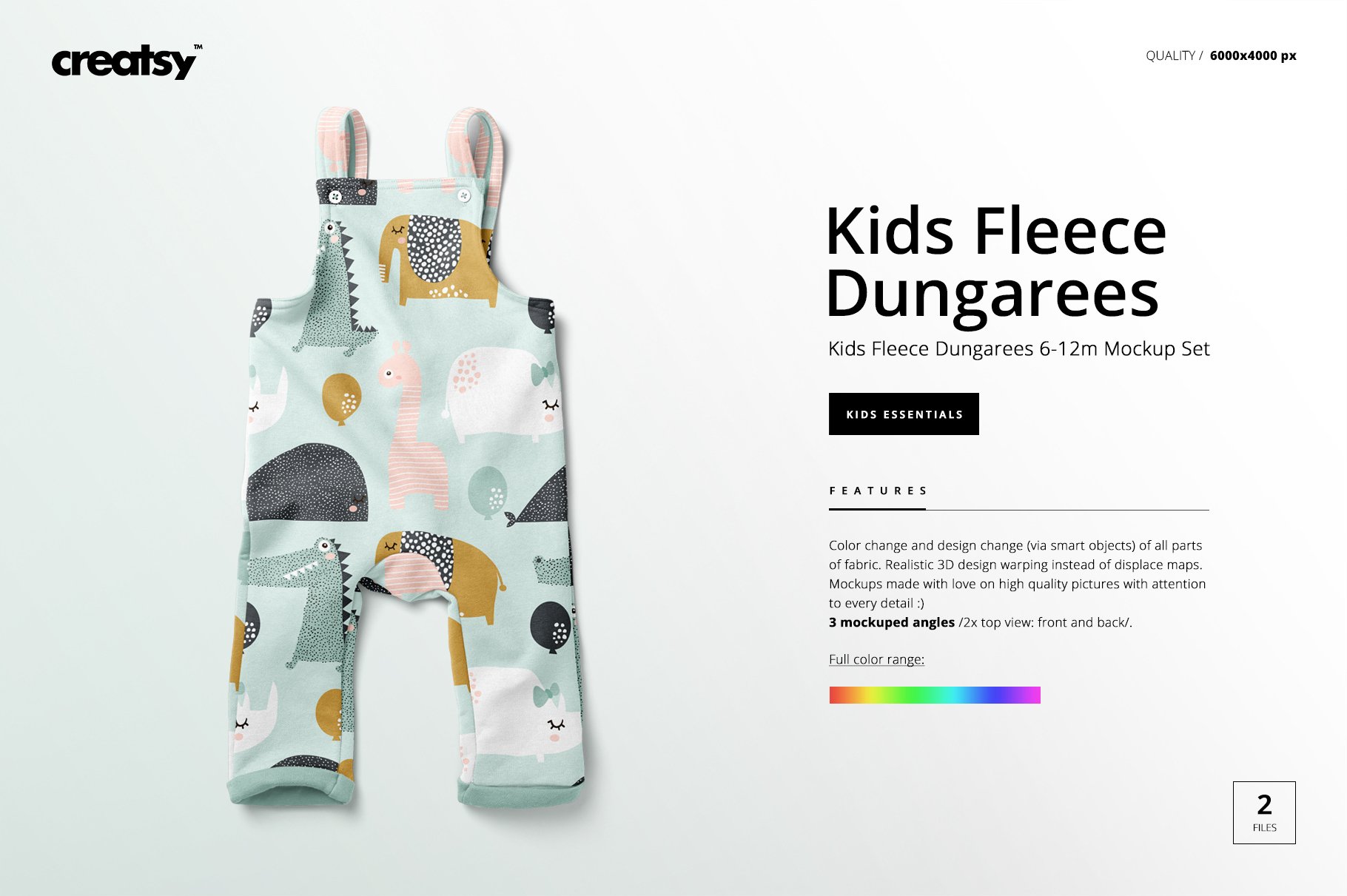 儿童摇粒绒粗斜纹布吊带连衣裤样机模板 Kids Fleece Dungarees Mockup Set_img_2