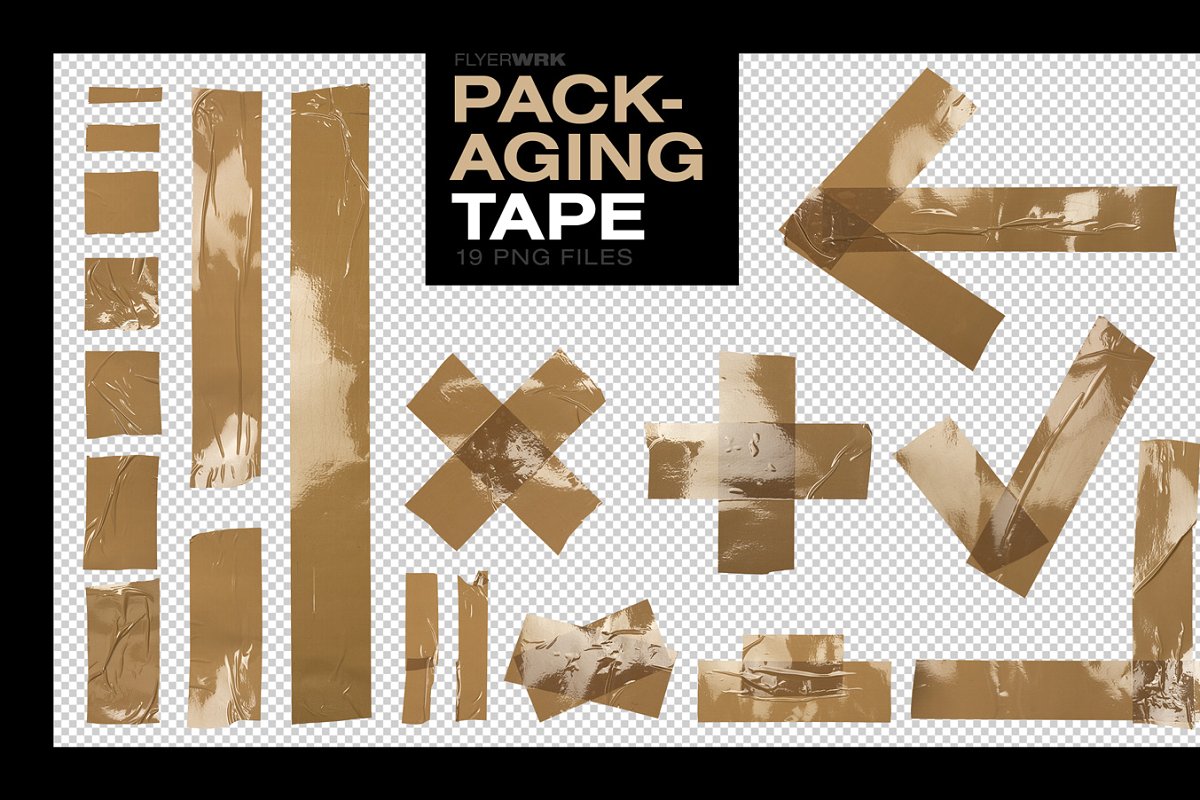 褶皱胶带贴纸效果图促销广告设计PNG素材合集 Isolated Adhesive Tape Pieces_img_2