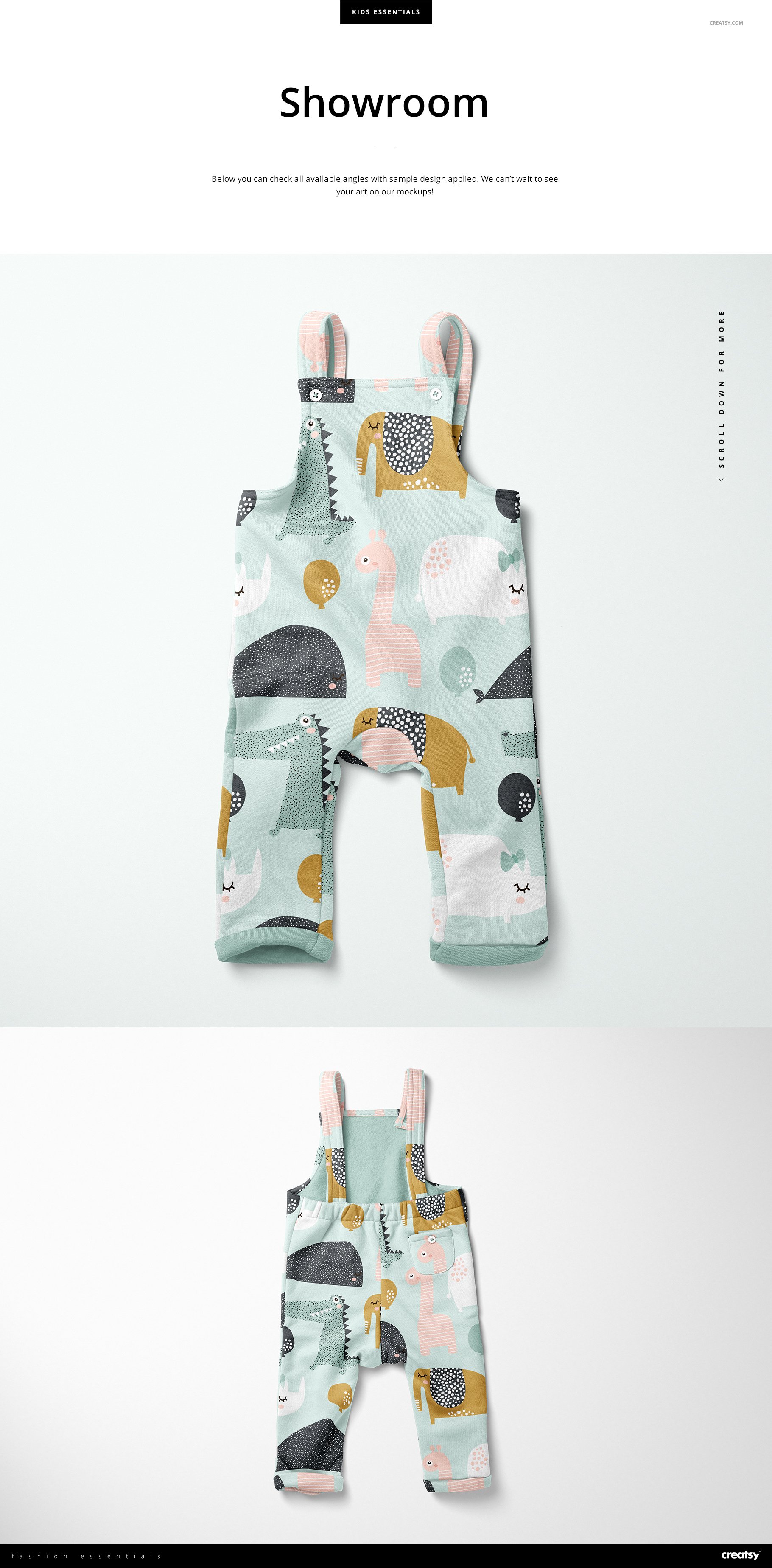 儿童摇粒绒粗斜纹布吊带连衣裤样机模板 Kids Fleece Dungarees Mockup Set_img_2