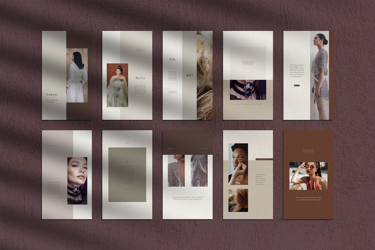 优雅时尚服装品牌故事Instagram推广社交设计素材包 Gemini Instagram Pack_img_2