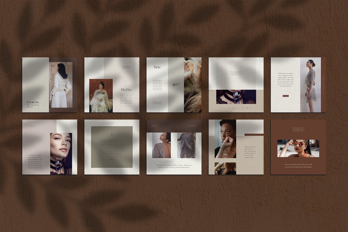 优雅时尚服装品牌故事Instagram推广社交设计素材包 Gemini Instagram Pack_img_2