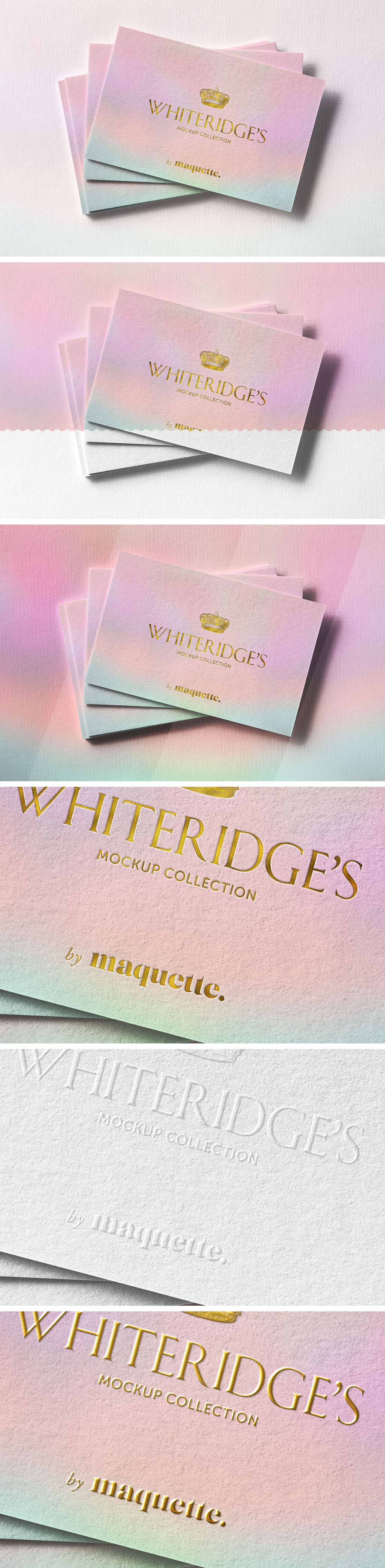 豪华堆积黄金浮雕效果图名片设计样机模板2 Stack of Luxury Business Cards with Gold Embossing Mockup 2_img_2