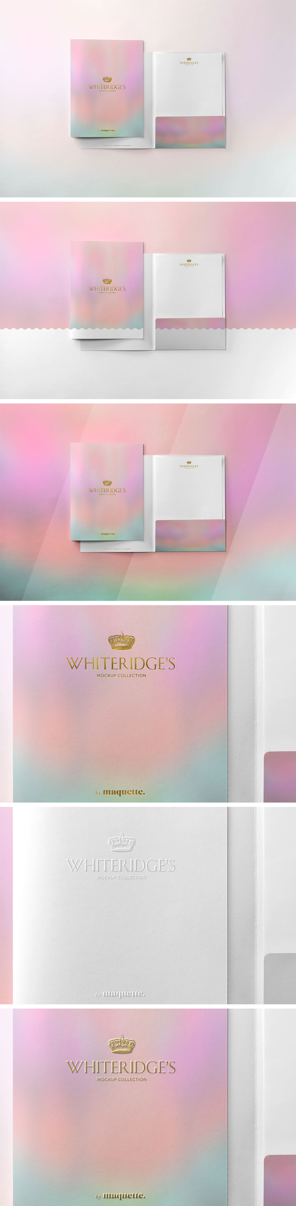 豪华金压纹办公文具文件夹设计样机模板 Luxury Gold-Embossed Corporate Stationery Mockup 2_img_2