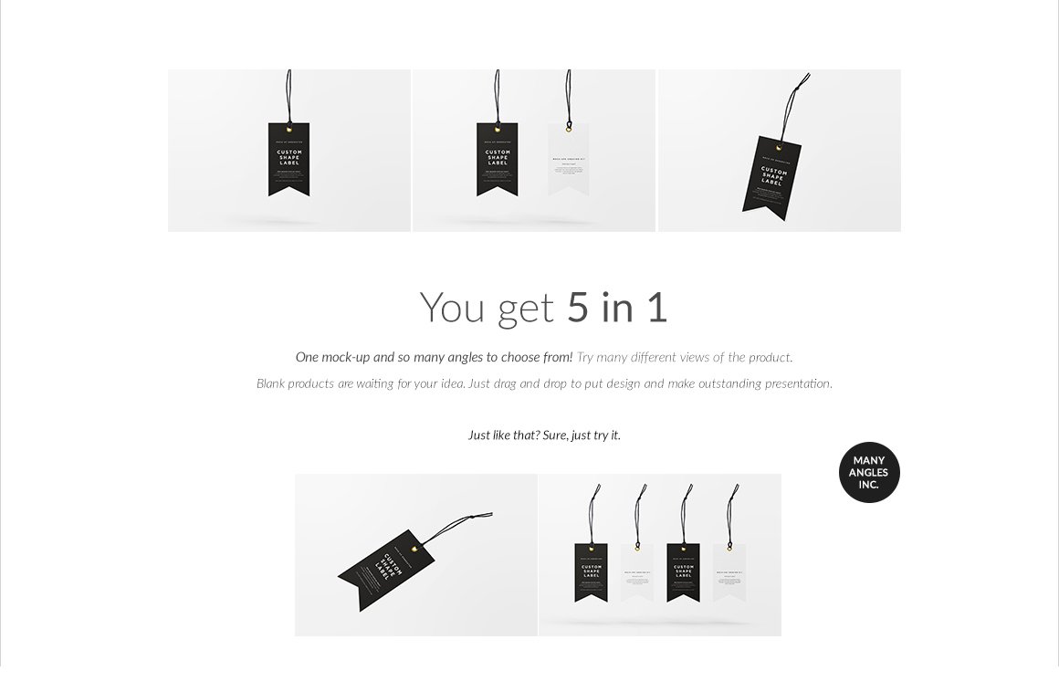 多款形状服装产品标签设计效果图样机模板 Custom Shape Tag Creator Mockups_img_2