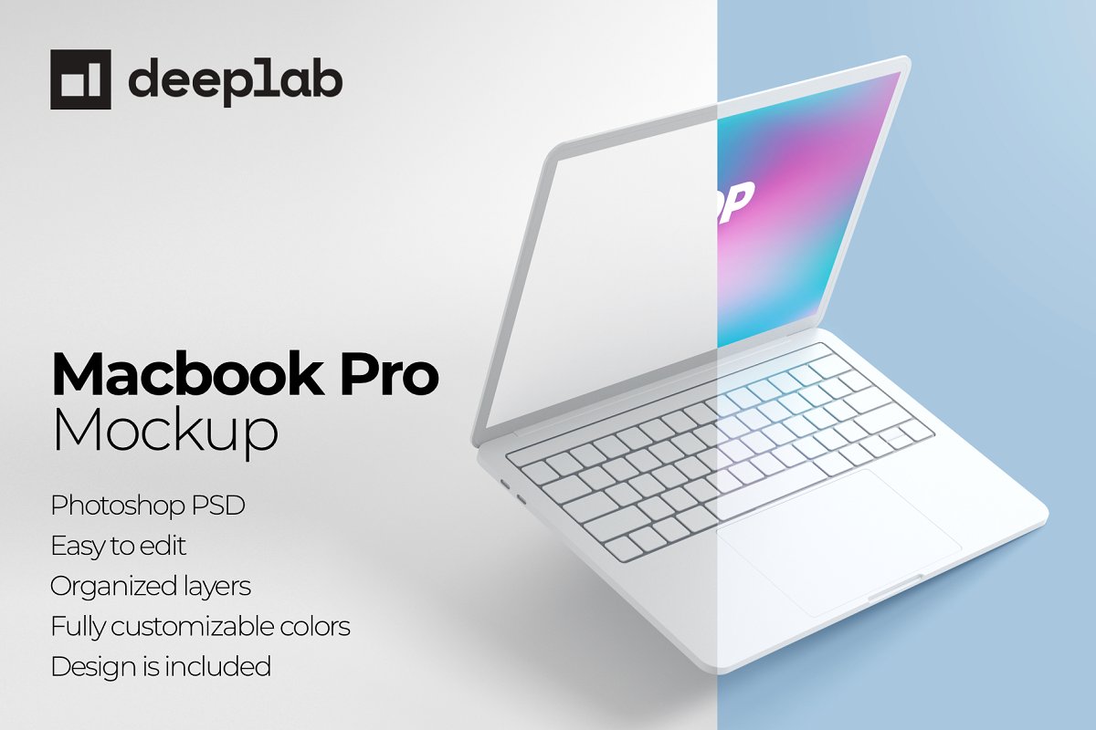 网站UI界面设计展示图陶瓷Macbook Pro电脑样机模板合集 Macbook Pro Clay Mockup set_img_2