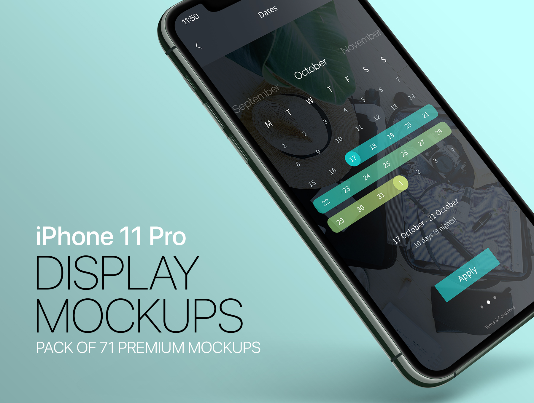 手机APP UI设计预览图iPhone 11 Pro手机显示屏样机 iPhone 11 Pro Display Mockups_img_2