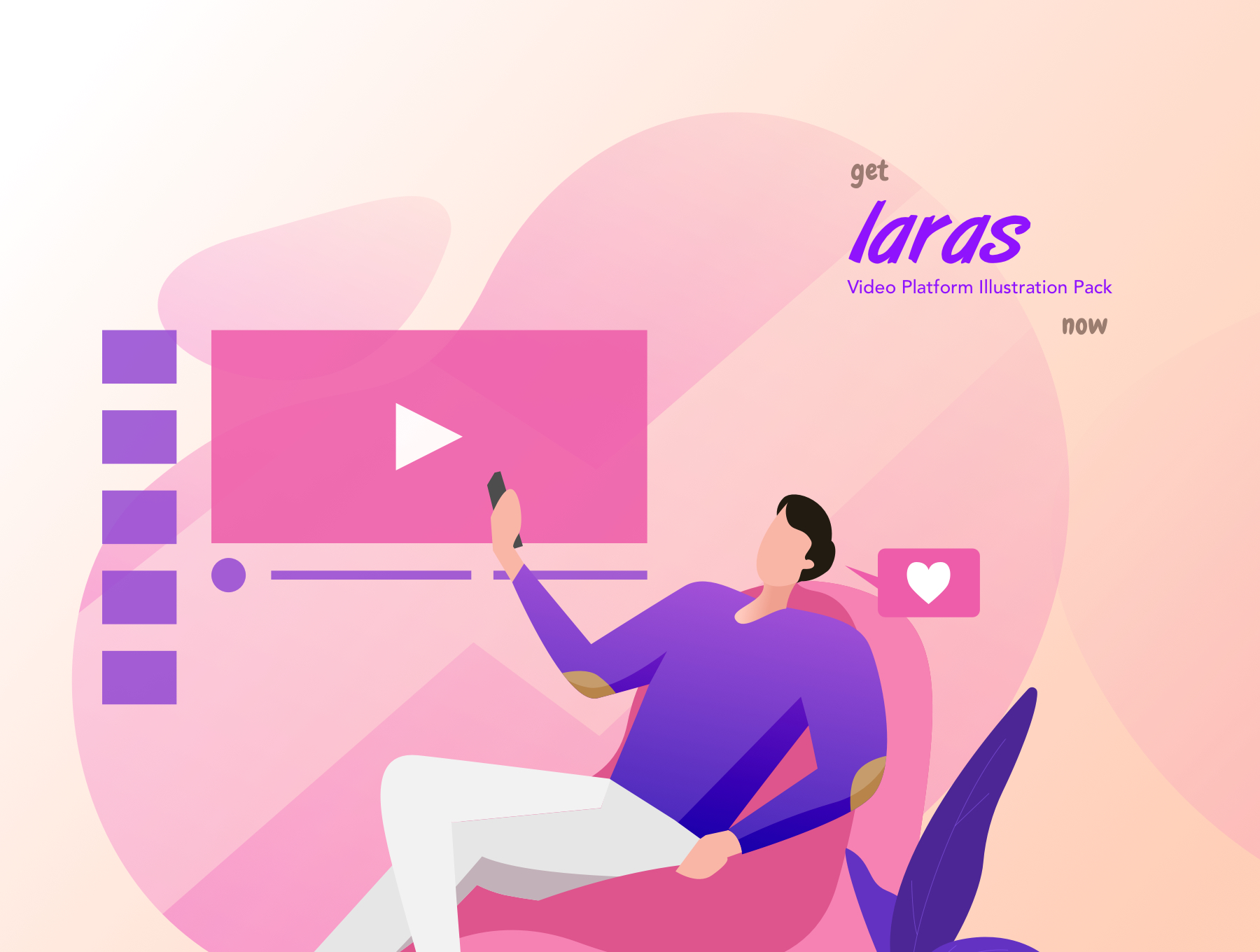 现代精美视频平台APP设计矢量插画素材包 Laras Video Illustration Pack_img_2