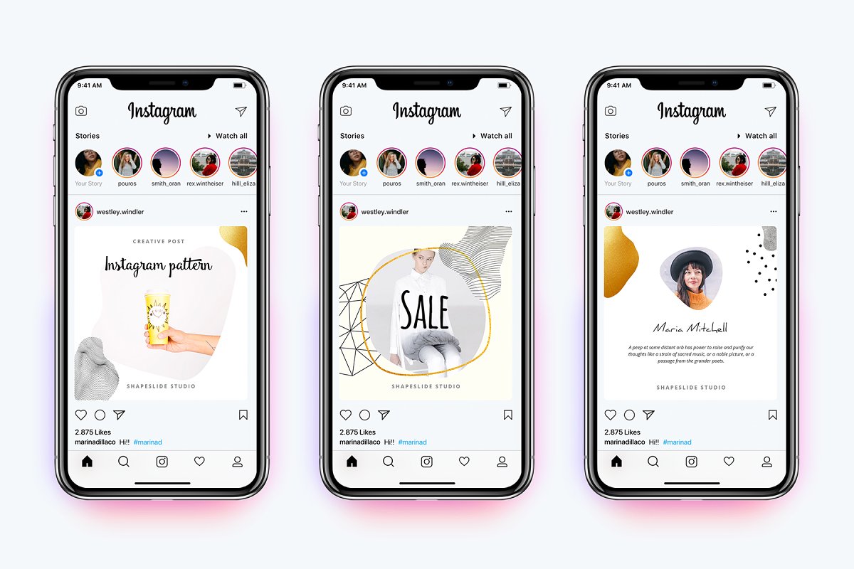 方形抽象图形服装品牌Instagram推广贴文广告模板 PATTERN Animated Instagram Posts_img_2