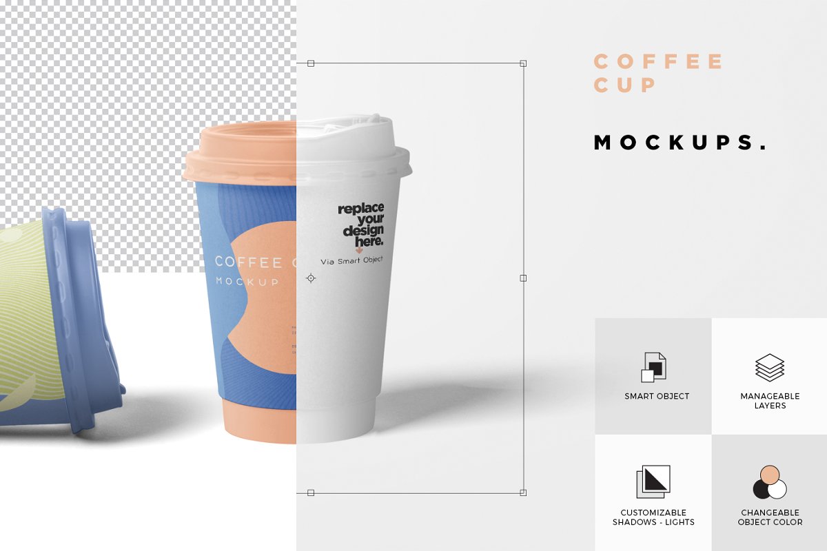 4个很棒一次性纸咖啡杯样机模板 4 Awesome Coffee Cup Mockups_img_2