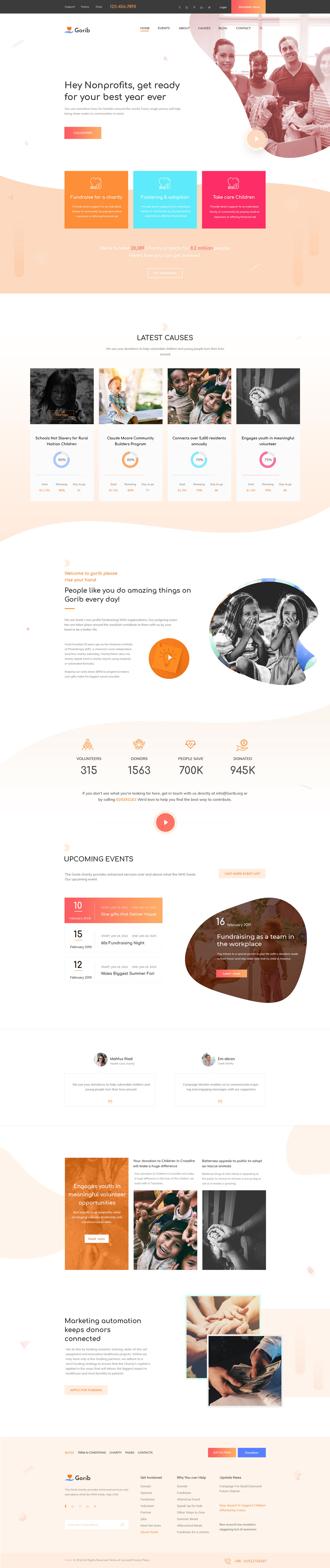 创意慈善组织网站WEB UI页面设计XD模板 Gorib - Creative NonProfit Fundraising Charity PSD Template_img_2