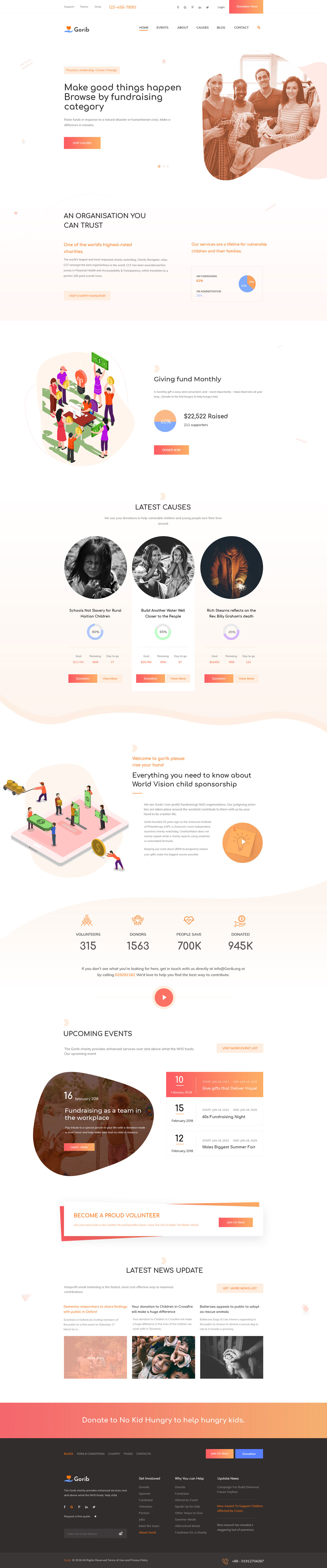 创意慈善组织网站WEB UI页面设计XD模板 Gorib - Creative NonProfit Fundraising Charity PSD Template_img_2