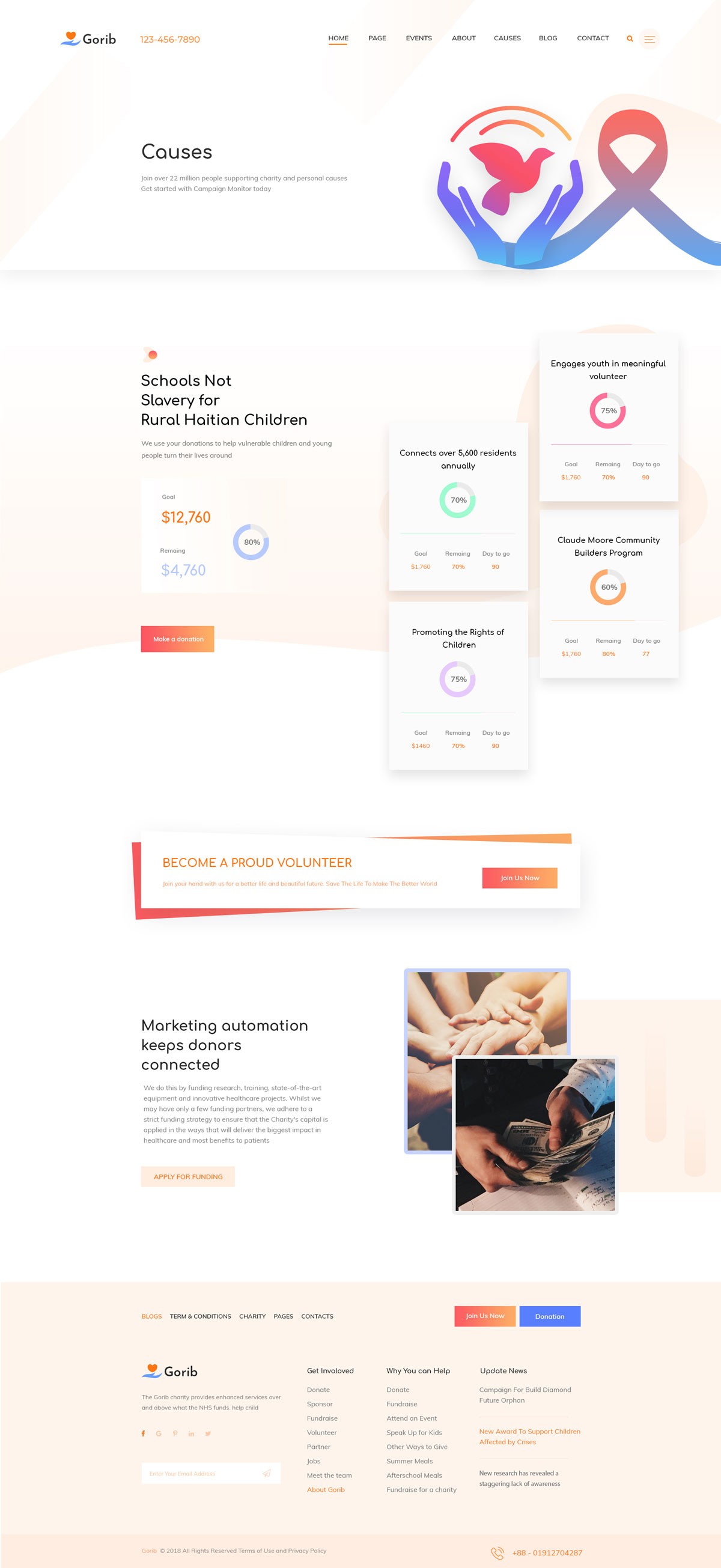 创意慈善组织网站WEB UI页面设计XD模板 Gorib - Creative NonProfit Fundraising Charity PSD Template_img_2