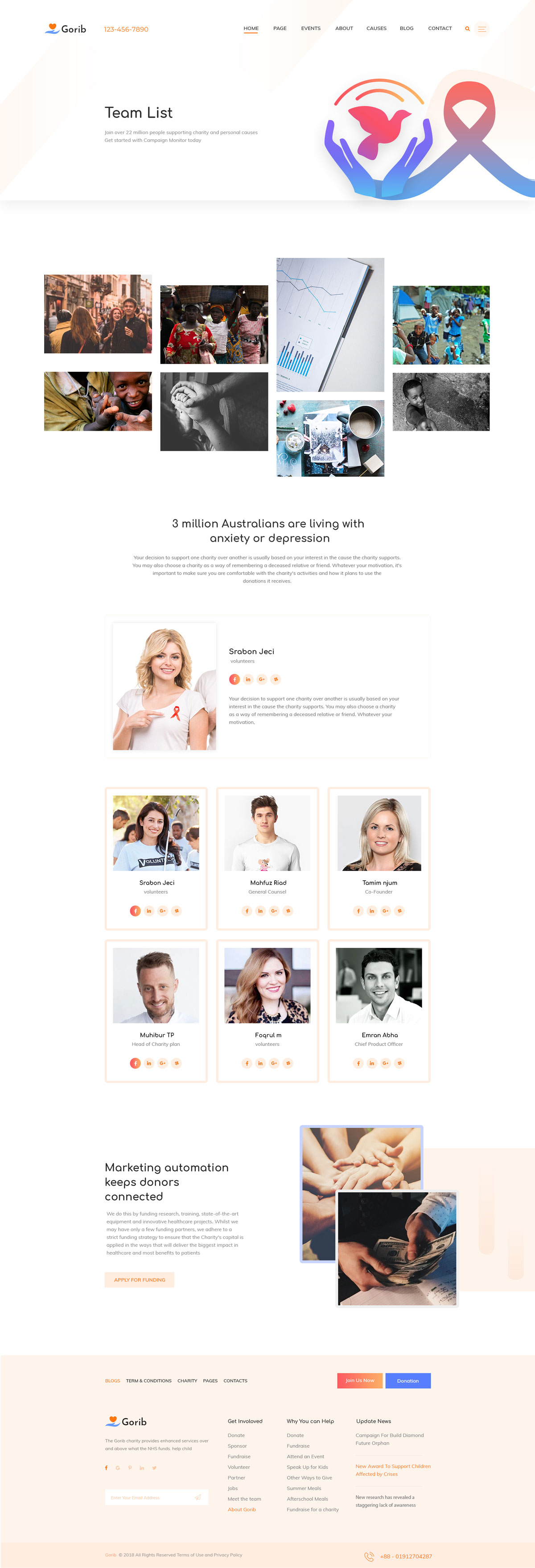 创意慈善组织网站WEB UI页面设计XD模板 Gorib - Creative NonProfit Fundraising Charity PSD Template_img_2