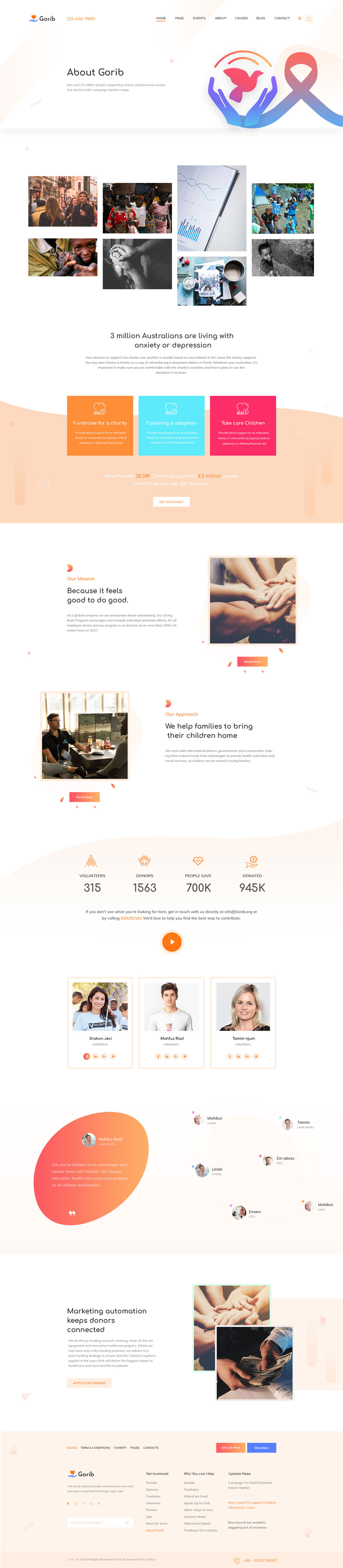 创意慈善组织网站WEB UI页面设计XD模板 Gorib - Creative NonProfit Fundraising Charity PSD Template_img_2