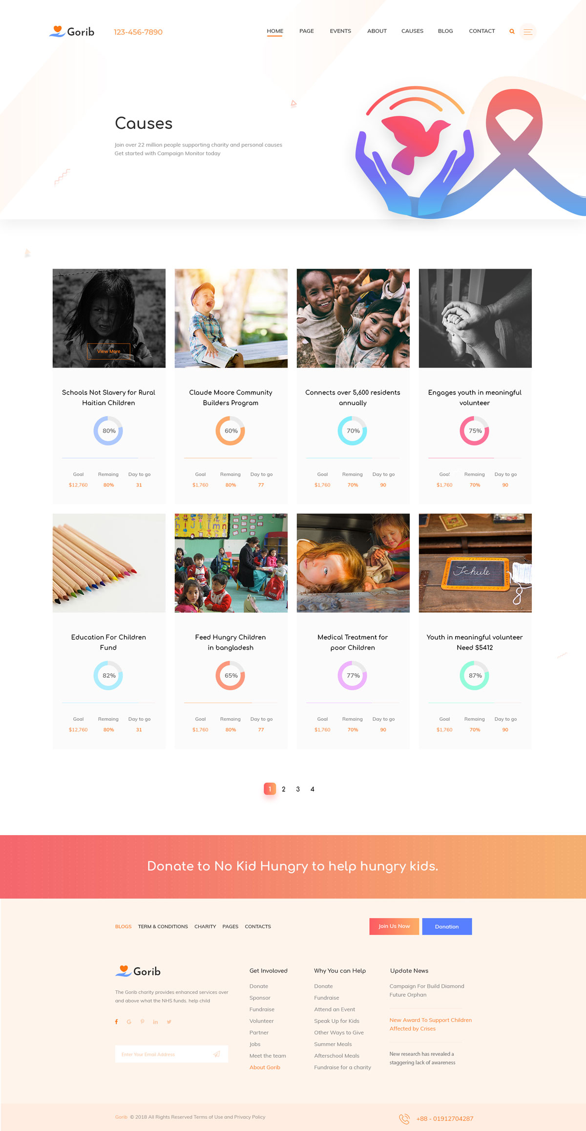 创意慈善组织网站WEB UI页面设计XD模板 Gorib - Creative NonProfit Fundraising Charity PSD Template_img_2