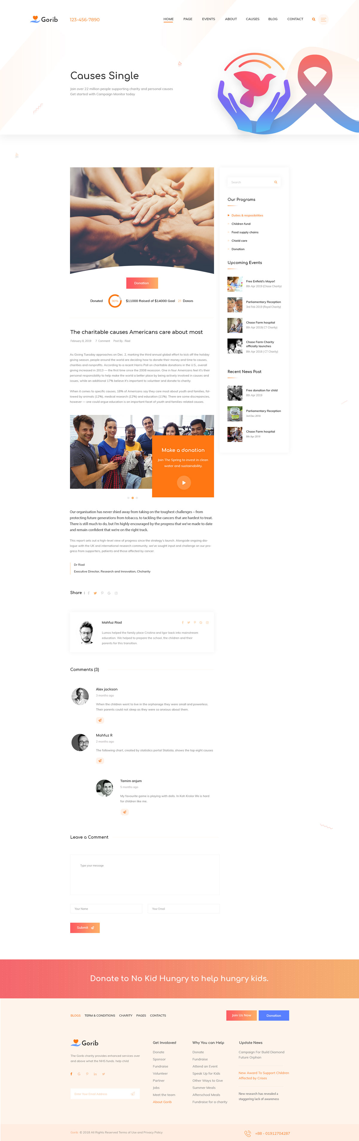 创意慈善组织网站WEB UI页面设计XD模板 Gorib - Creative NonProfit Fundraising Charity PSD Template_img_2