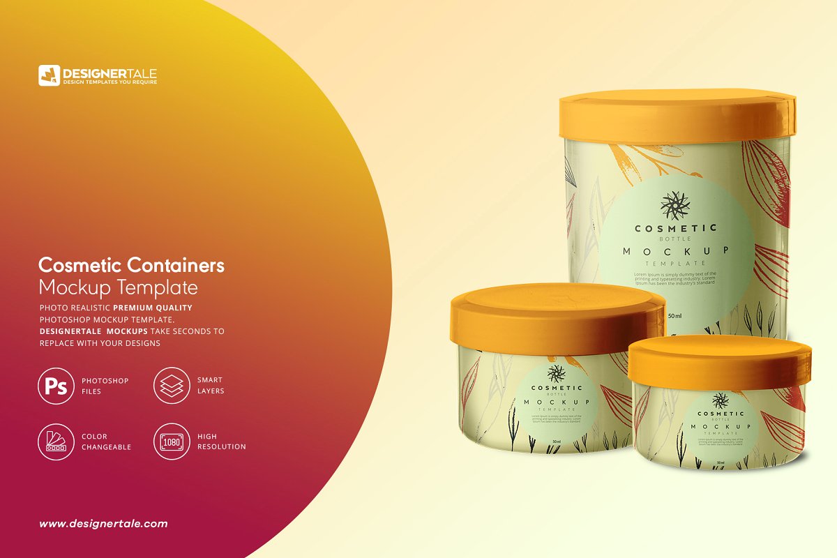 化妆品容器包装外观设计预览图样机模板 Cosmetic Container Packaging Mockup_img_2