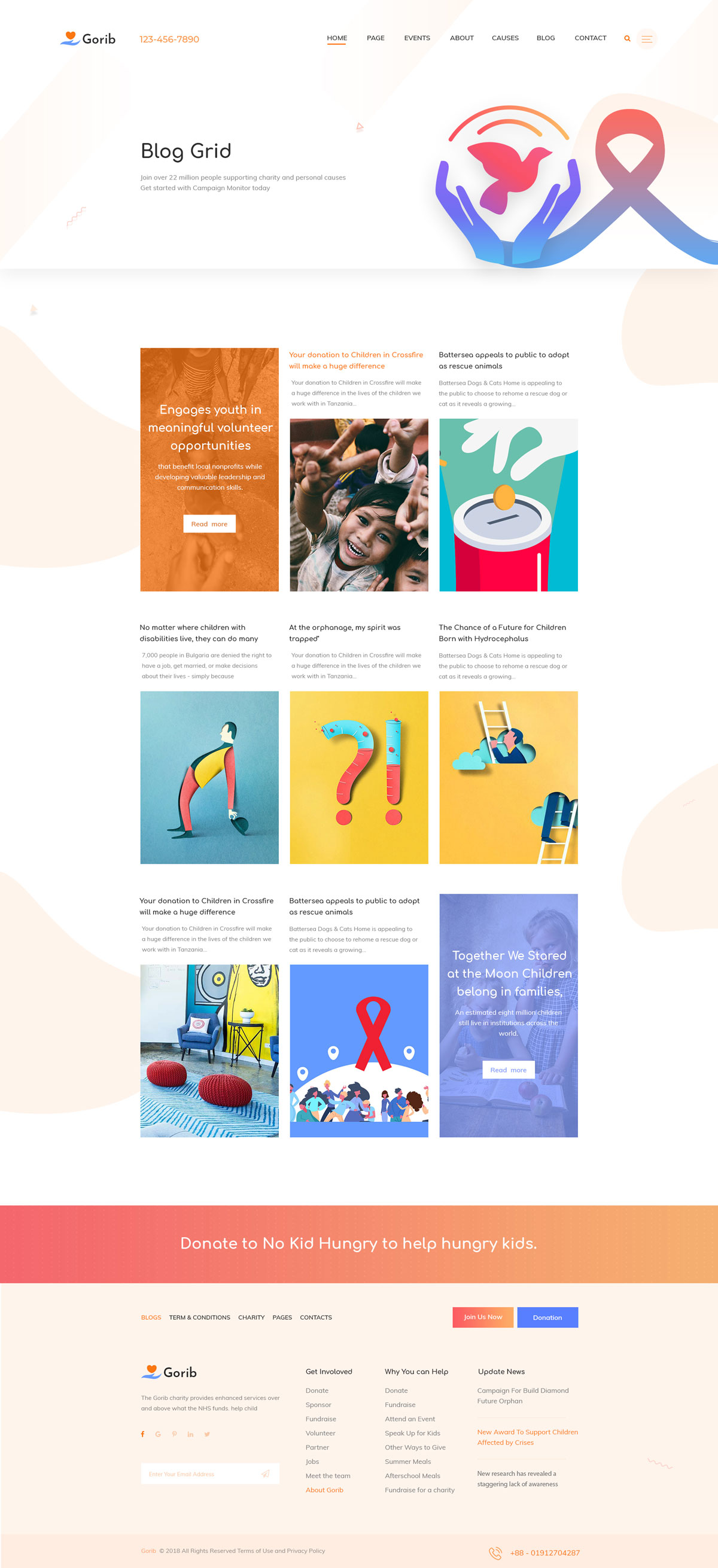 创意慈善组织网站WEB UI页面设计XD模板 Gorib - Creative NonProfit Fundraising Charity PSD Template_img_2