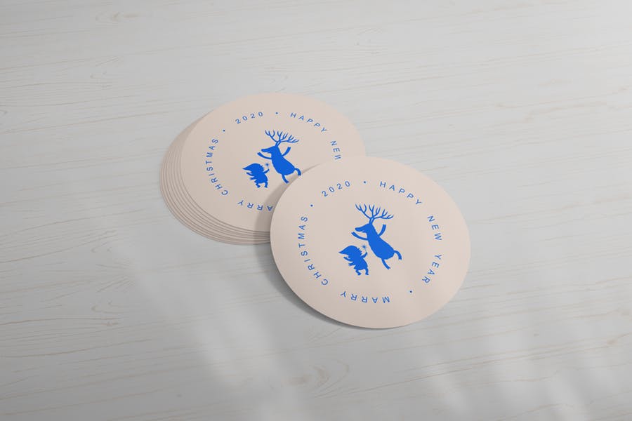 圆形卡片/贴纸设计效果图样机模板 Round Cards / Stickers Mock-Ups Vol.1_img_2