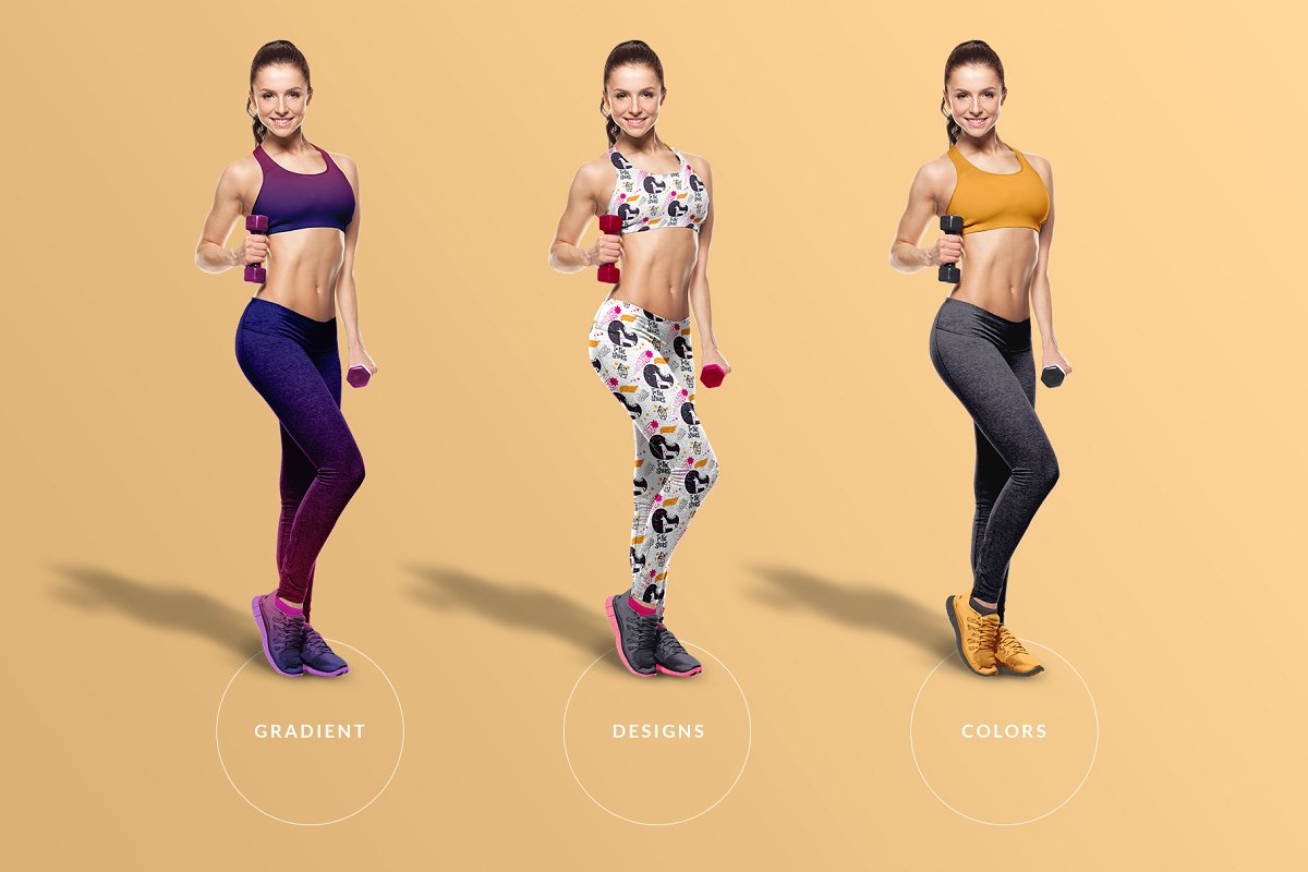 逼真女性健身服装设计样机PSD模板 Female Fitness Outfit Mockup_img_2