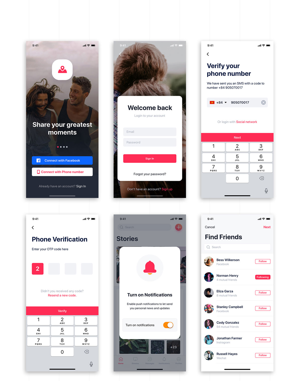 精美社交小视频APP应用程序UI设计套件 Jazam - Social Mobile App UI Kit_img_2