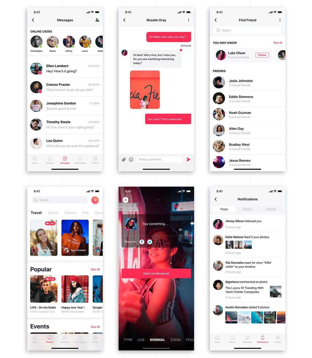 精美社交小视频APP应用程序UI设计套件 Jazam - Social Mobile App UI Kit_img_2