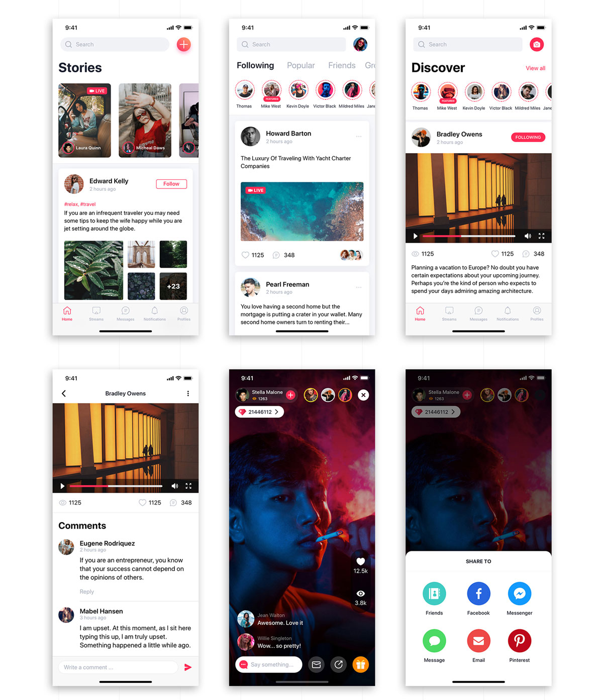 精美社交小视频APP应用程序UI设计套件 Jazam - Social Mobile App UI Kit_img_2