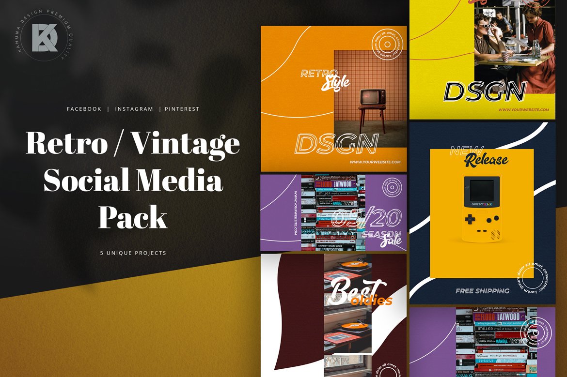 复古风格社交媒体设计素材包 Retro Vintage Social Media Pack_img_2