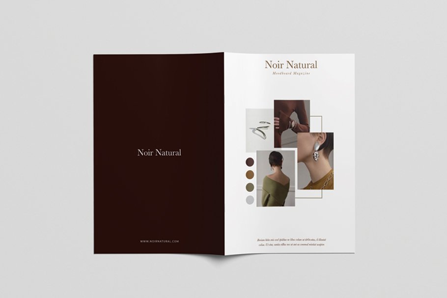 32页女性服装耳环宣传画册设计INDD模板 Noir Natural Moodboard Magazine_img_2