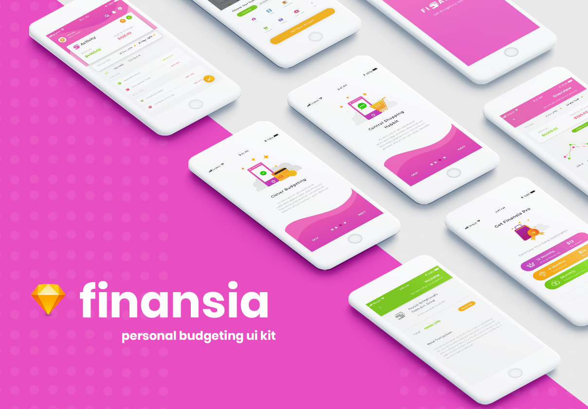 个人金融理财预算APP应用程序UI界面设计套件 Finansia Personal Budgeting UI Kit_img_2