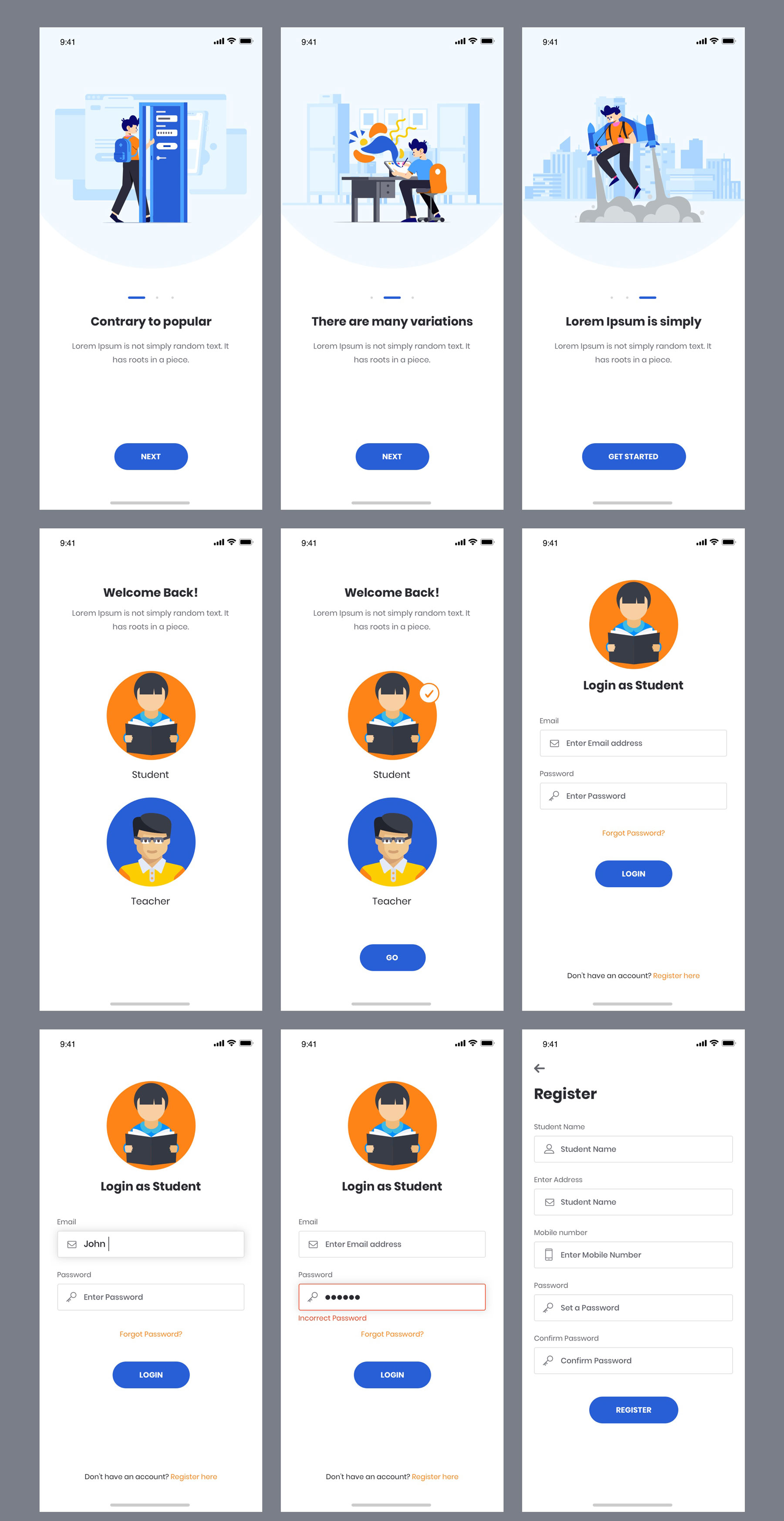 在线教育手机APP应用程序UI界面设计套件 Tutor UI Kit_img_2