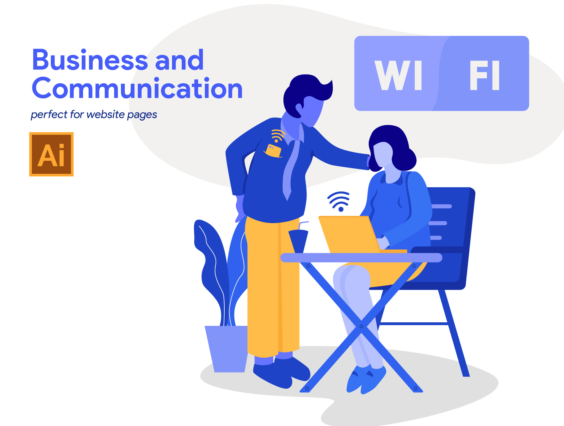 商业通信主题网站设计WEB UI矢量概念插画套件 Business and Communication Illustration_img_2