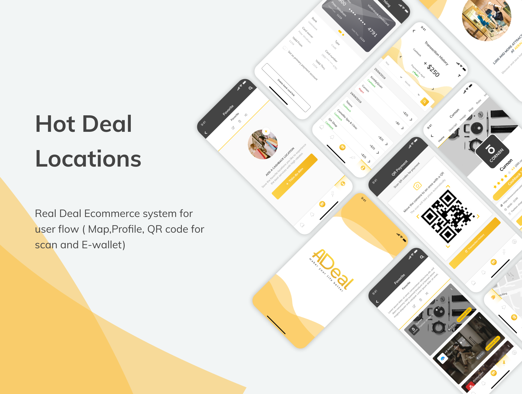 暖色系电子商城APP应用程序UI界面设计套件 Adeal - Deal Location Ecommerce UI Kits_img_2