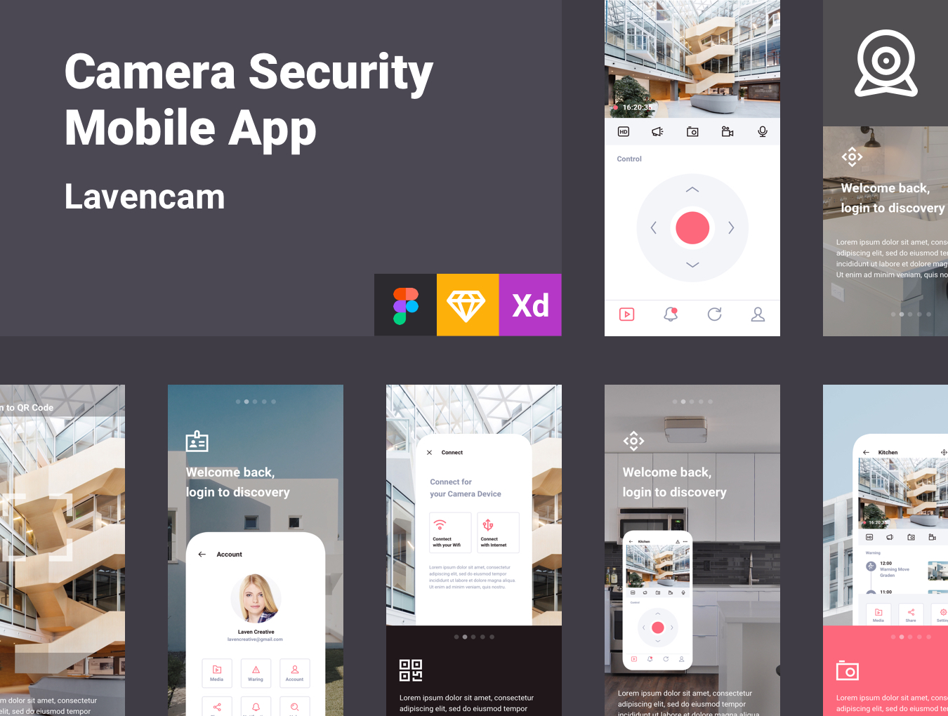 短视频在线观看APP UI设计模板套件 Lavencam Security UI Kit_img_2