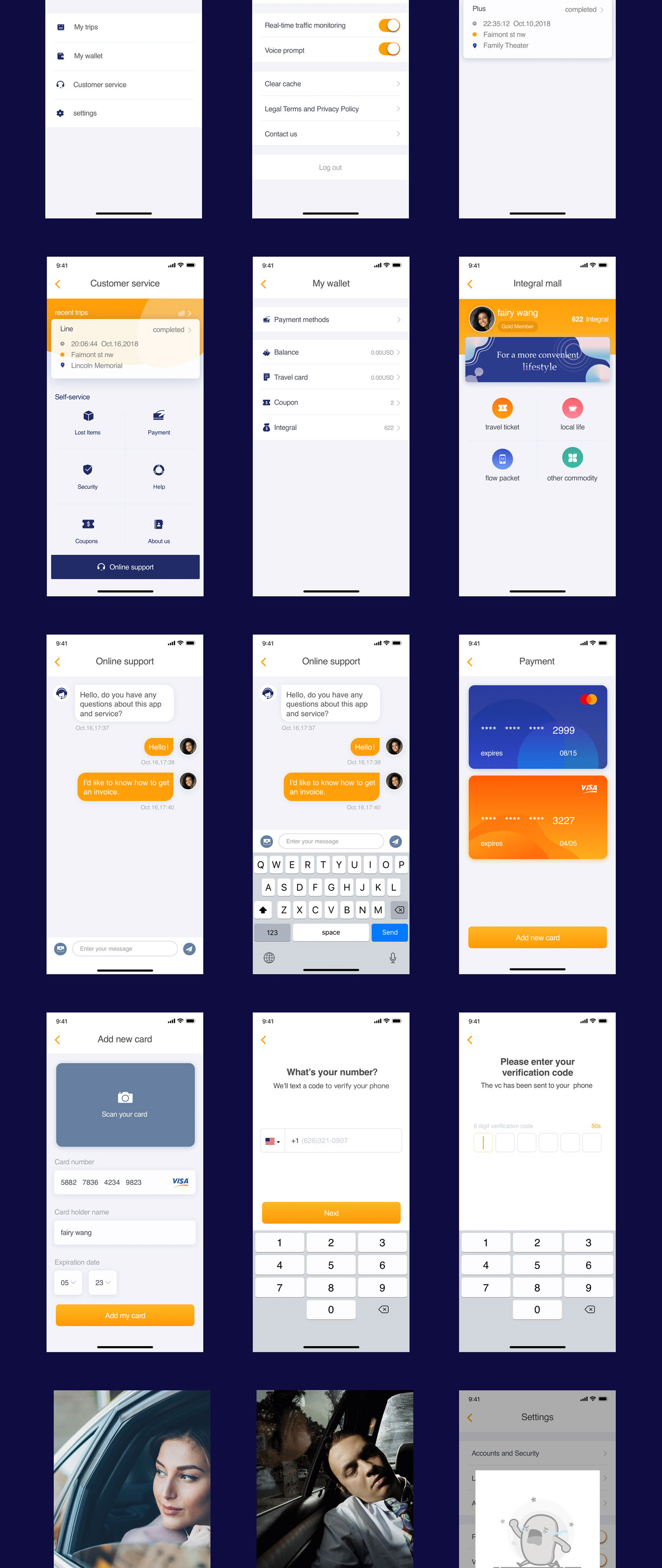 时尚共享网约车出租车叫车应用程序APP UI设计套件 SERV Taxi UI Kit_img_2