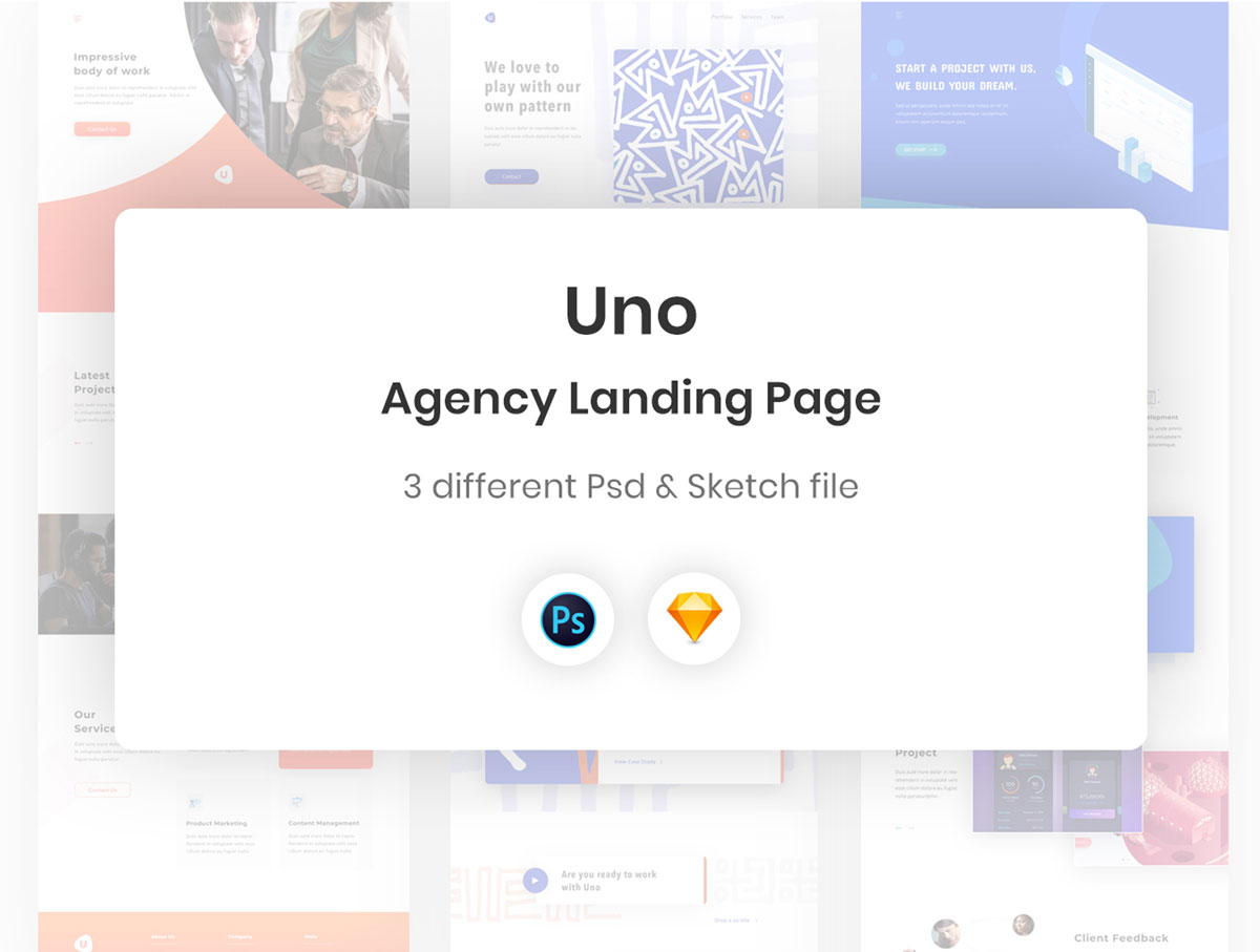 现代简约企业官网WEB UI设计模板套件 Creative Agency Web Template Design_img_2