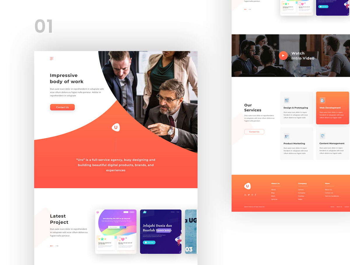 现代简约企业官网WEB UI设计模板套件 Creative Agency Web Template Design_img_2