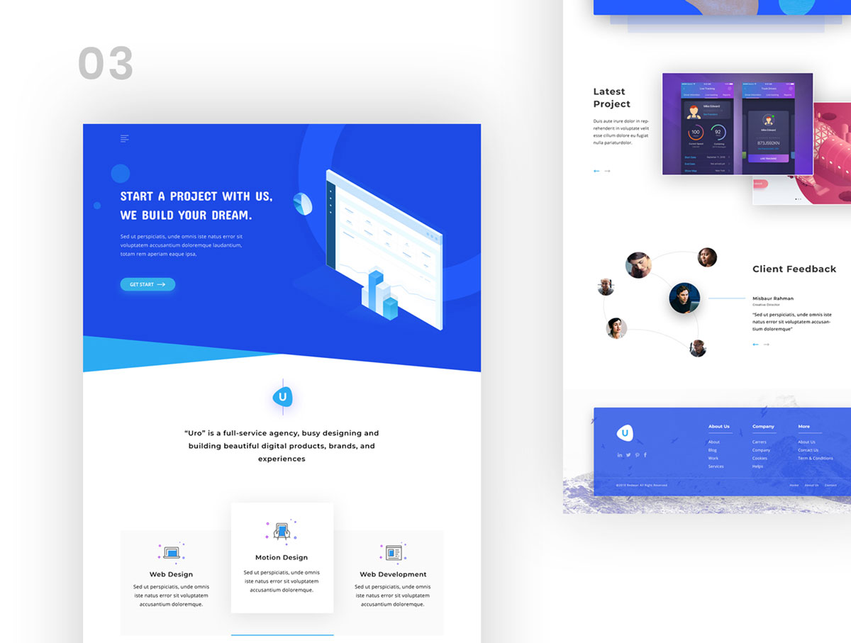 现代简约企业官网WEB UI设计模板套件 Creative Agency Web Template Design_img_2