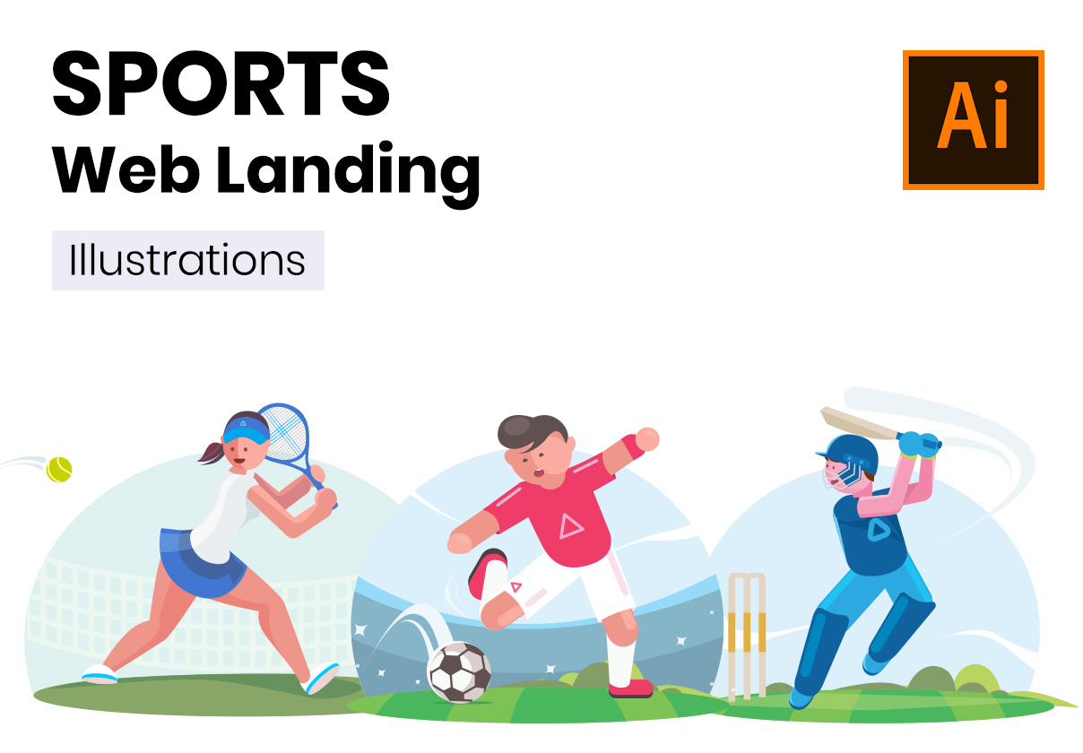 体育运动主题WEB设计矢量概念插图素材 Sports Landing Pages_img_2