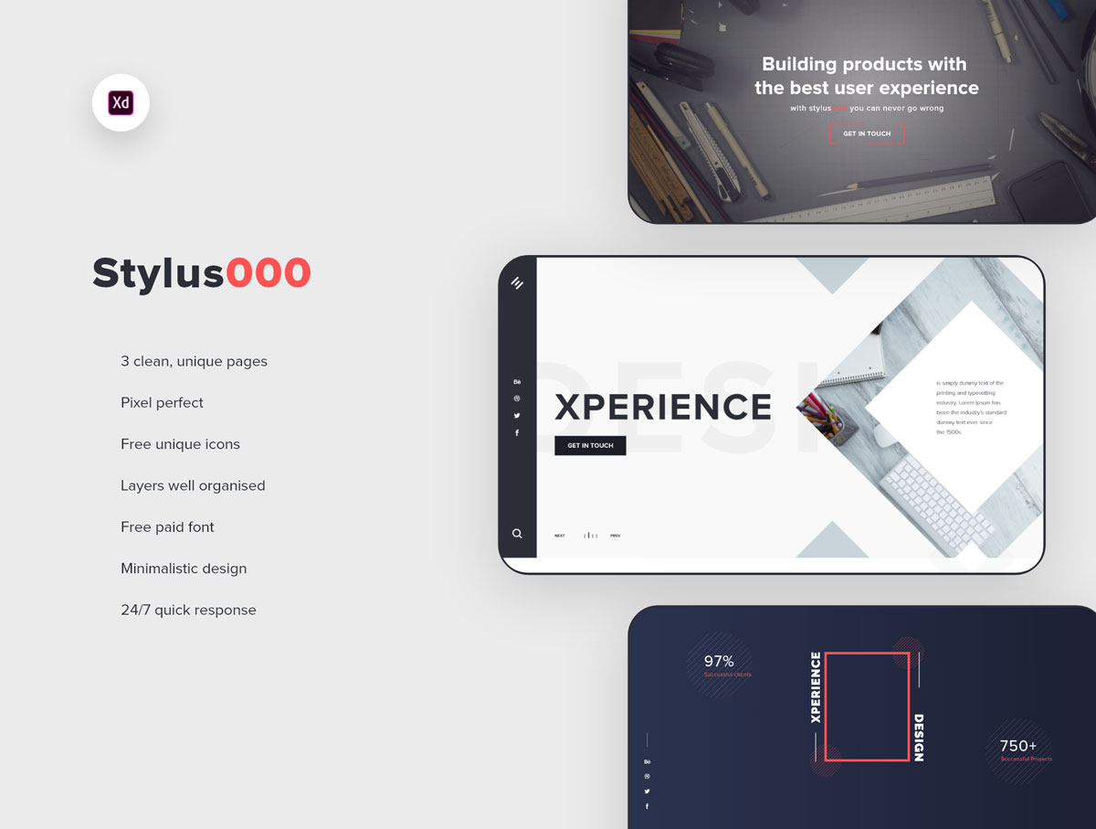 适用于个人和初创公司网站WEB UI设计XD模板素材 Stylus000_img_2