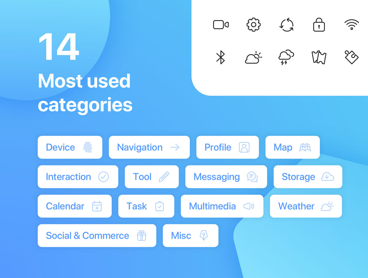 140个高质量UI设计矢量线性图标集 UI Essential - Outline Icon Set_img_2